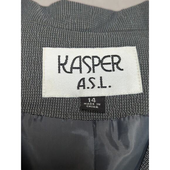 Kasper ASL Womens Blazer Gray Size 14 Career Workwear Jacket Polyester Rayon - Picture 3 of 8